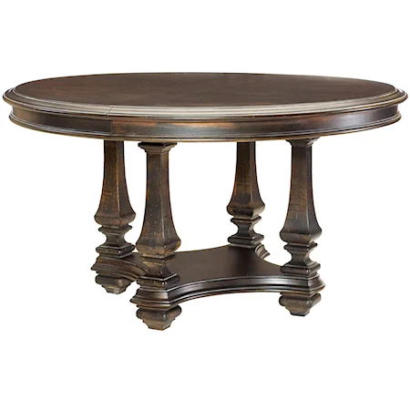 Round Dining Table with Trestle Base